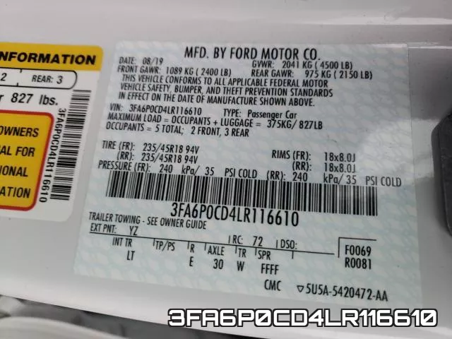 3FA6P0CD4LR116610 фото 2