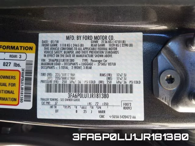 3FA6P0LU1JR181380 фото 2