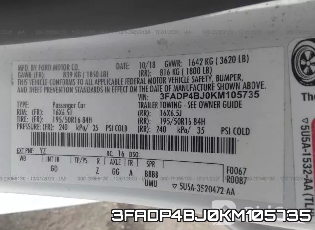 3FADP4BJ0KM105735 фото 10