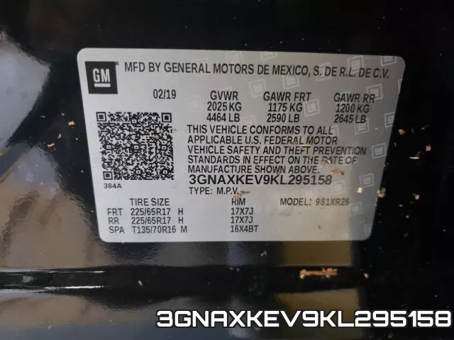 3GNAXKEV9KL295158 фото 2