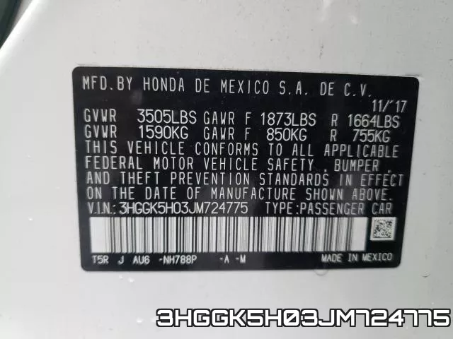 3HGGK5H03JM724775 фото 2