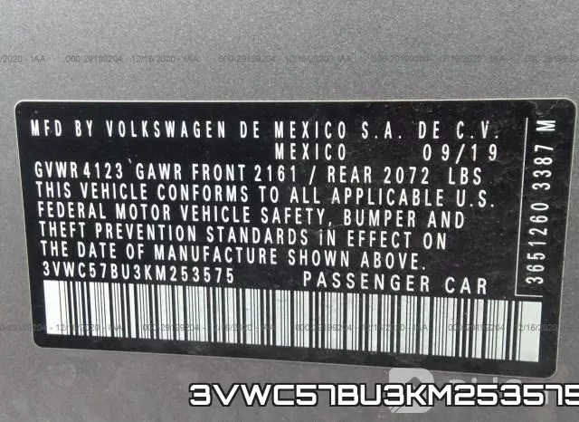 3VWC57BU3KM253575 фото 9