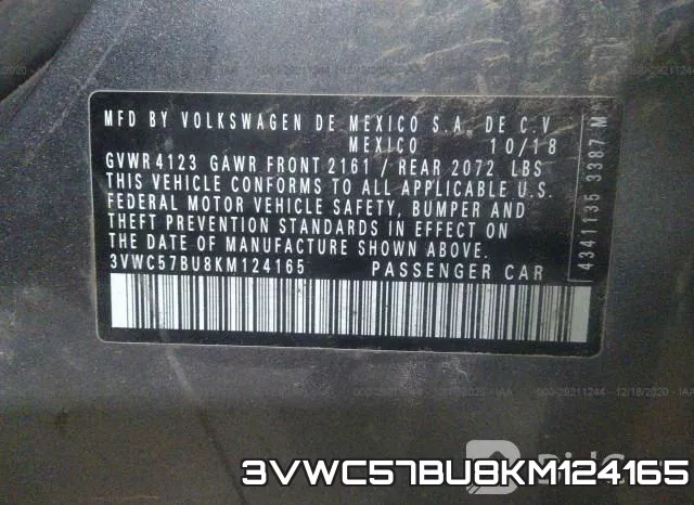 3VWC57BU8KM124165 фото 8