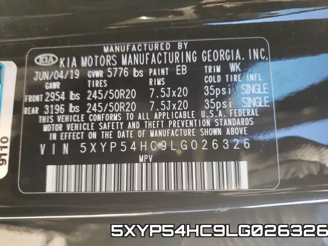 5XYP54HC9LG026326 фото 2
