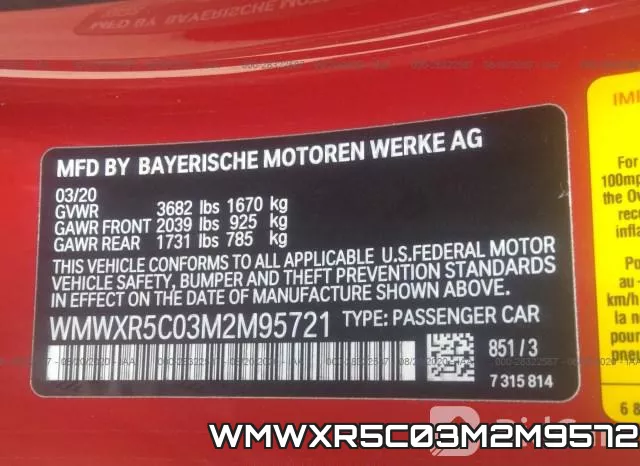WMWXR5C03M2M95721 фото 9