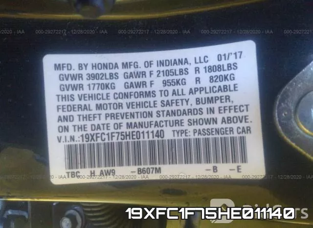 19XFC1F75HE011140 фото 9