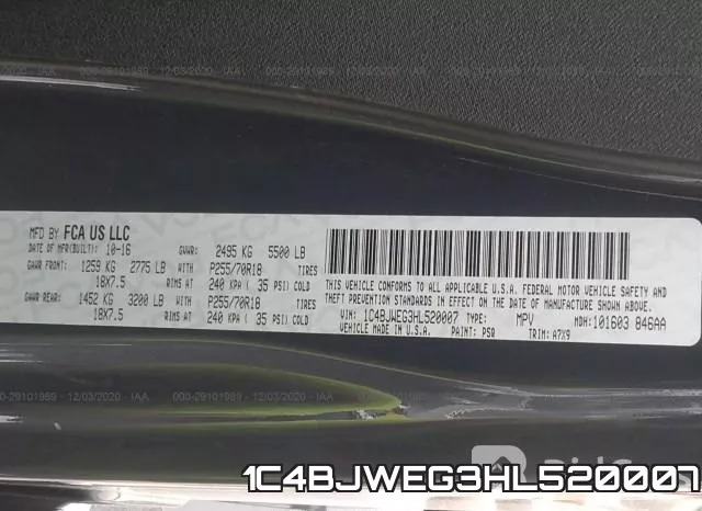 1C4BJWEG3HL520007 фото 9