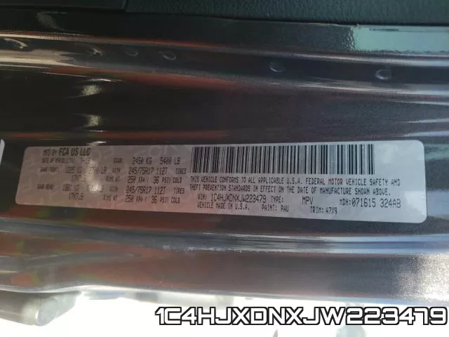 1C4HJXDNXJW223479 фото 2