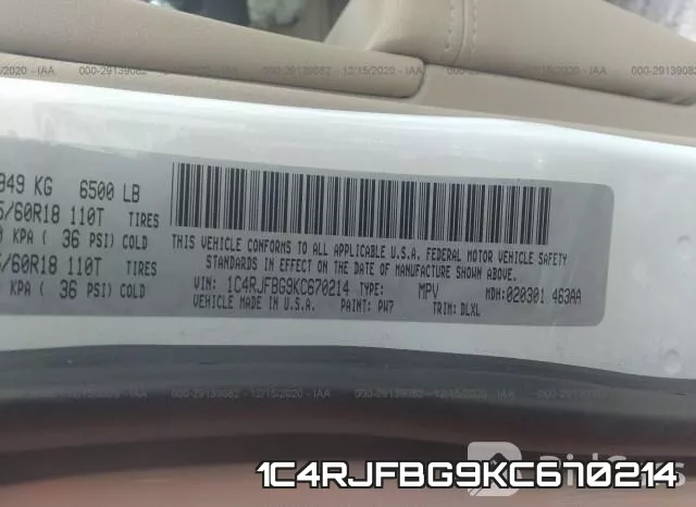 1C4RJFBG9KC670214 фото 9