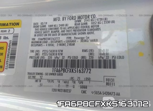 1FA6P8CFXK5163772 фото 9