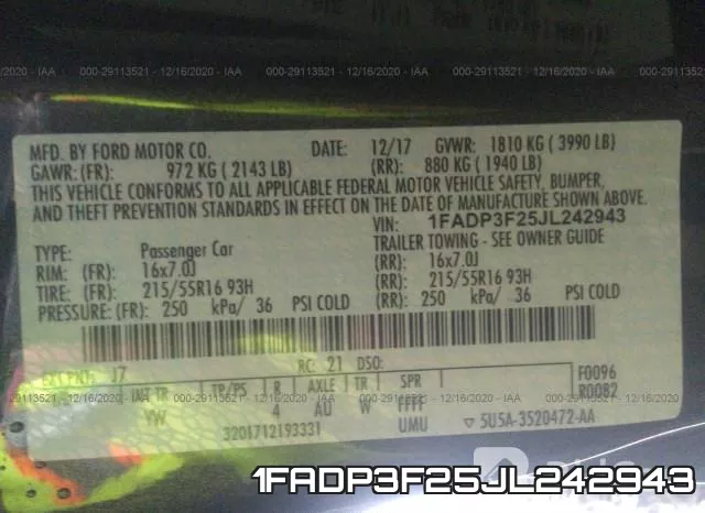 1FADP3F25JL242943 фото 9