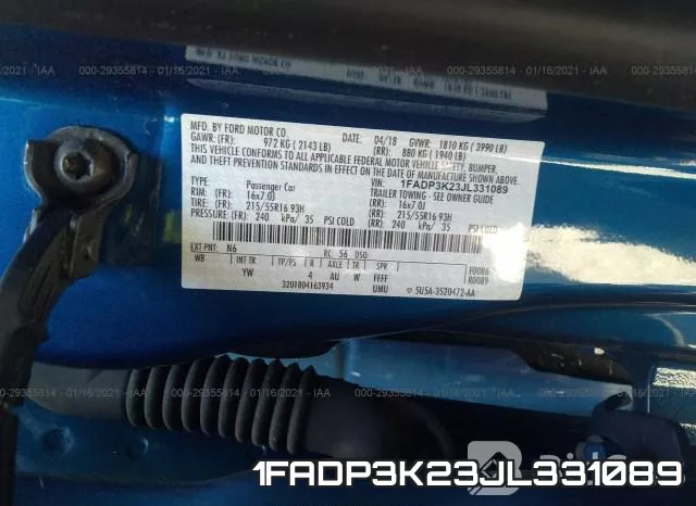 1FADP3K23JL331089 фото 9