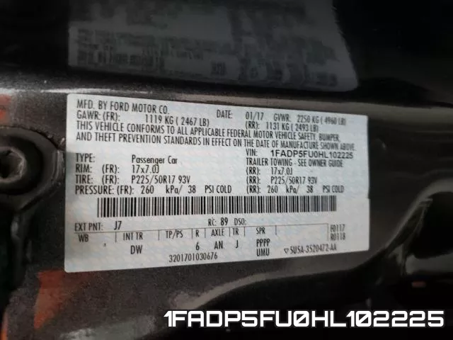 1FADP5FU0HL102225 фото 2
