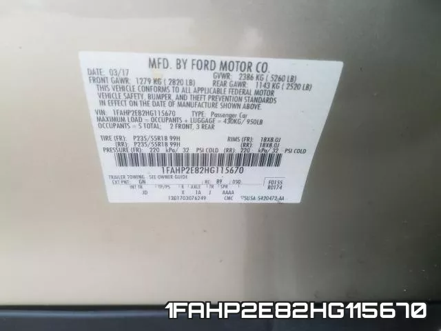 1FAHP2E82HG115670 фото 2