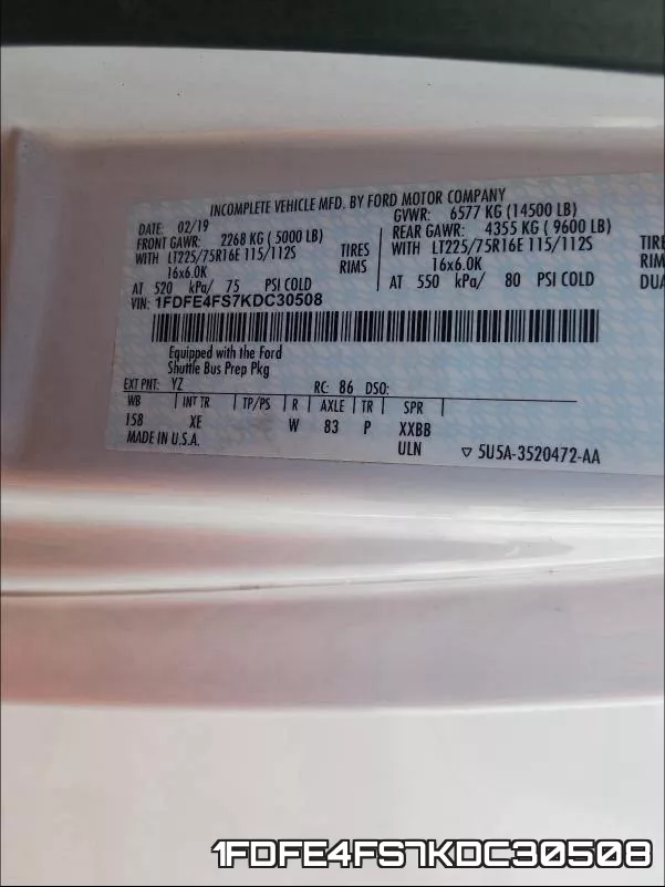 1FDFE4FS7KDC30508 фото 2