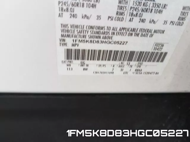 1FM5K8D83HGC05227 фото 2