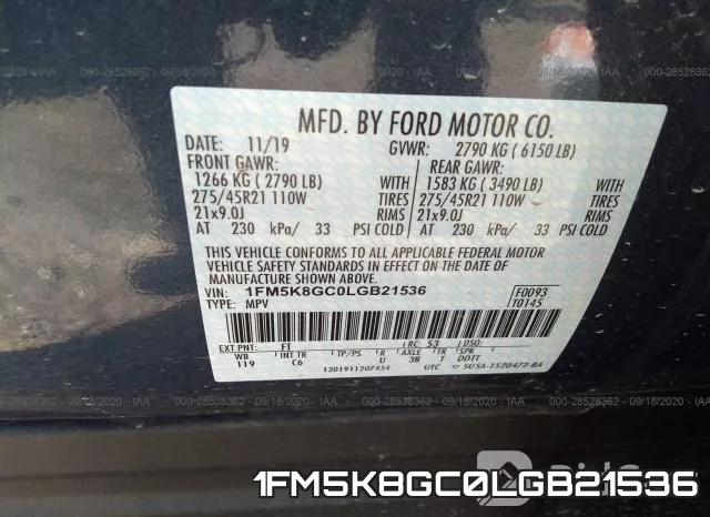 1FM5K8GC0LGB21536 фото 10
