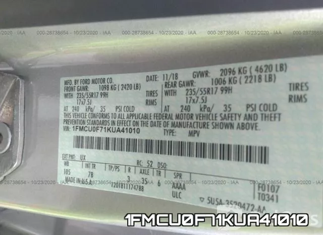 1FMCU0F71KUA41010 фото 10