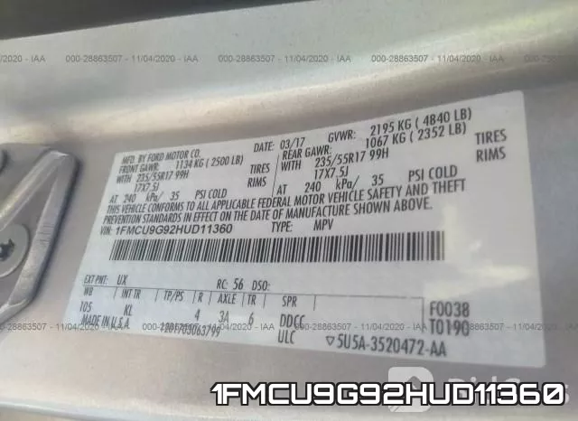 1FMCU9G92HUD11360 фото 10
