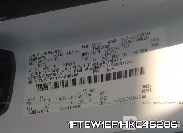 1FTEW1EF1HKC46286 фото 9