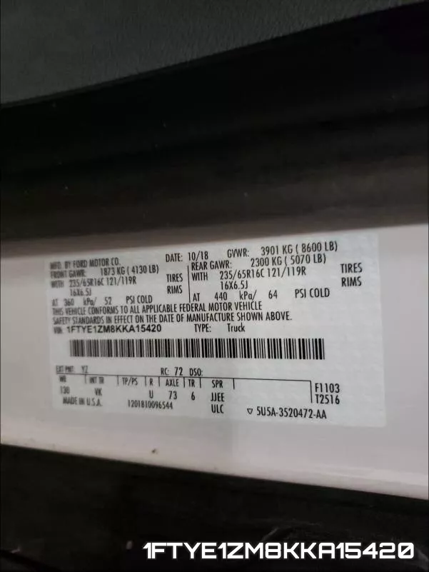 1FTYE1ZM8KKA15420 фото 2