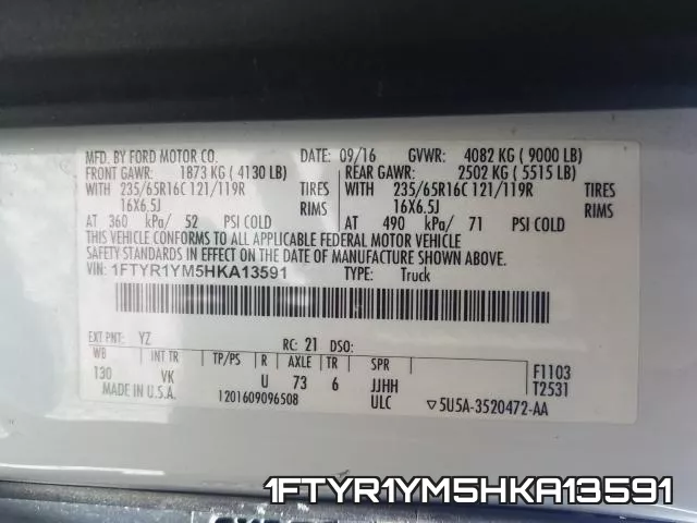 1FTYR1YM5HKA13591 фото 2