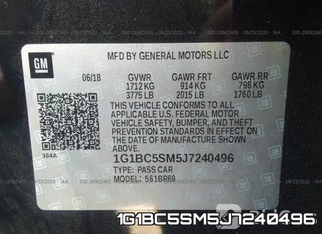 1G1BC5SM5J7240496 фото 10