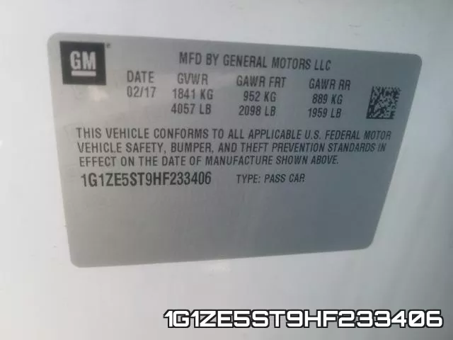 1G1ZE5ST9HF233406 фото 2
