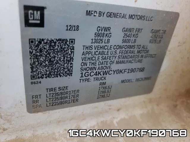 1GC4KWCY0KF190768 фото 2