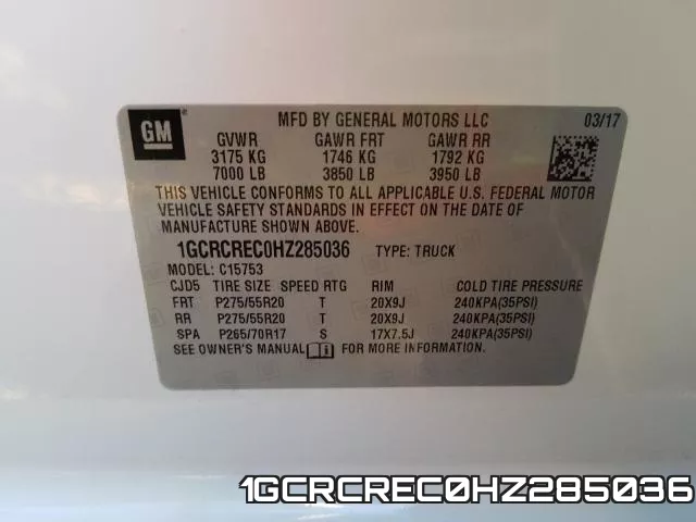 1GCRCREC0HZ285036 фото 2