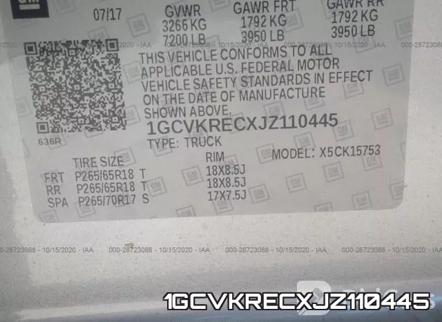 1GCVKRECXJZ110445 фото 8