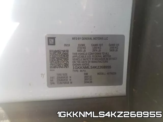 1GKKNMLS4KZ268955 фото 2