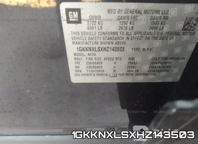 1GKKNXLSXHZ143503 фото 10