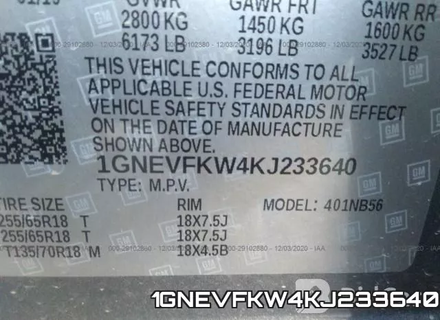 1GNEVFKW4KJ233640 фото 9
