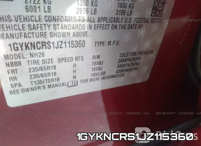 1GYKNCRS1JZ115360 фото 10