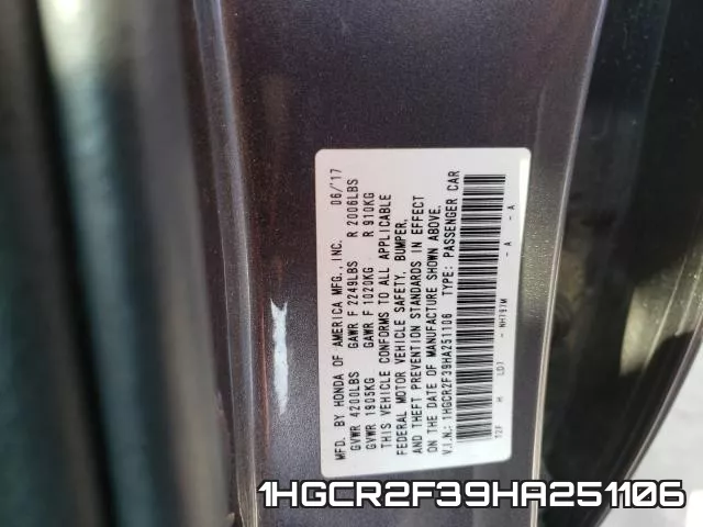 1HGCR2F39HA251106 фото 2