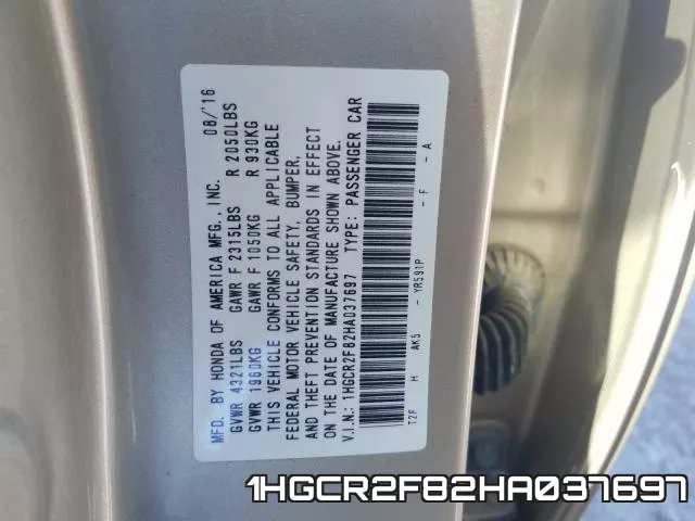1HGCR2F82HA037697 фото 2