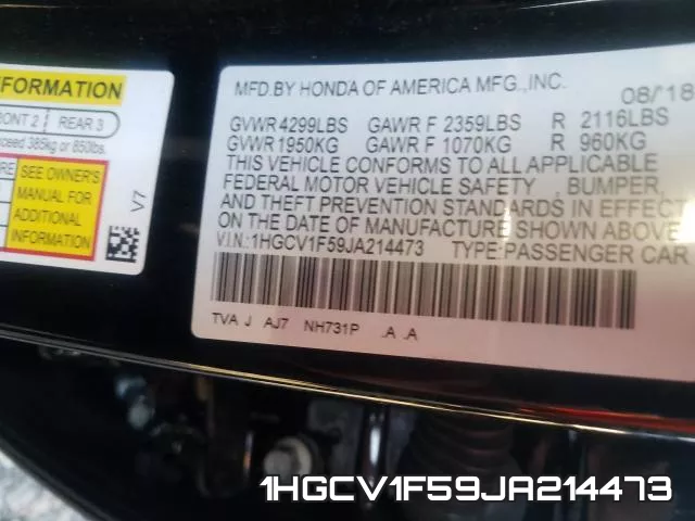 1HGCV1F59JA214473 фото 2
