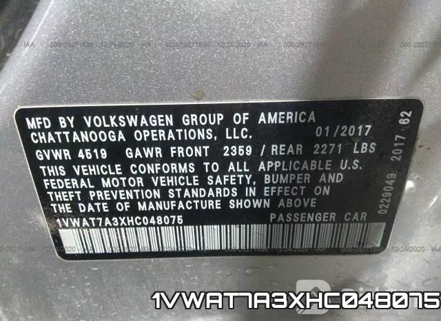 1VWAT7A3XHC048075 фото 9