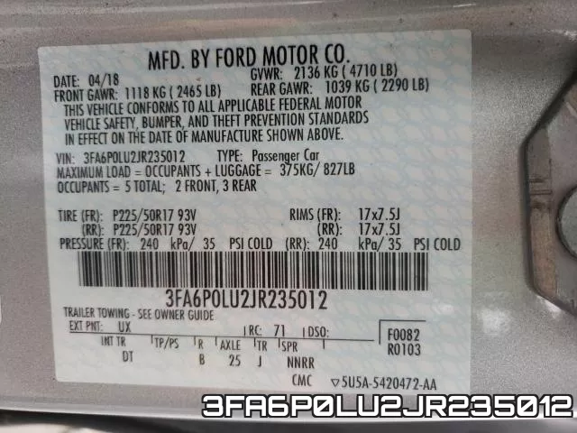 3FA6P0LU2JR235012 фото 2