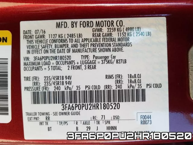 3FA6P0PU2HR180520 фото 2