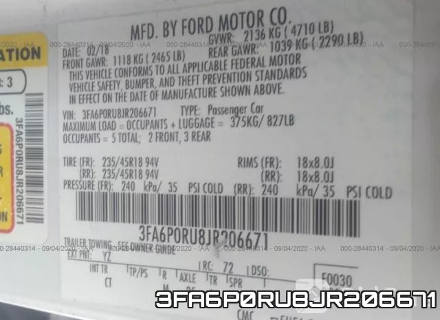 3FA6P0RU8JR206671 фото 10