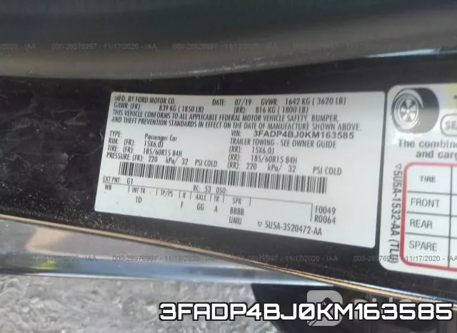 3FADP4BJ0KM163585 фото 8