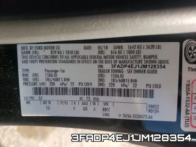 3FADP4EJ1JM128354 фото 2