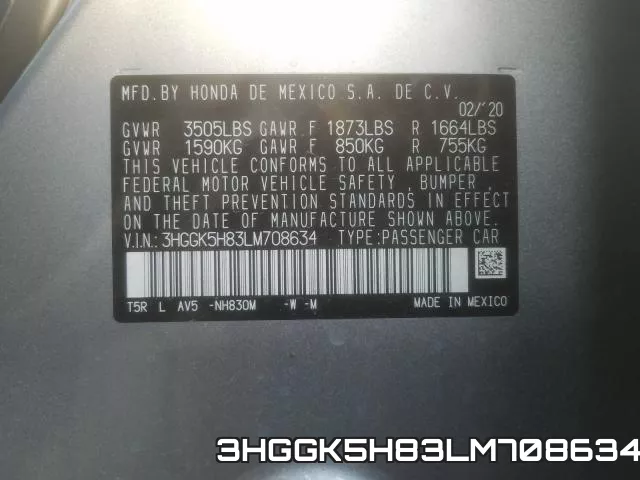 3HGGK5H83LM708634 фото 2