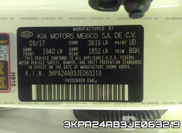 3KPA24AB3JE063219 фото 10