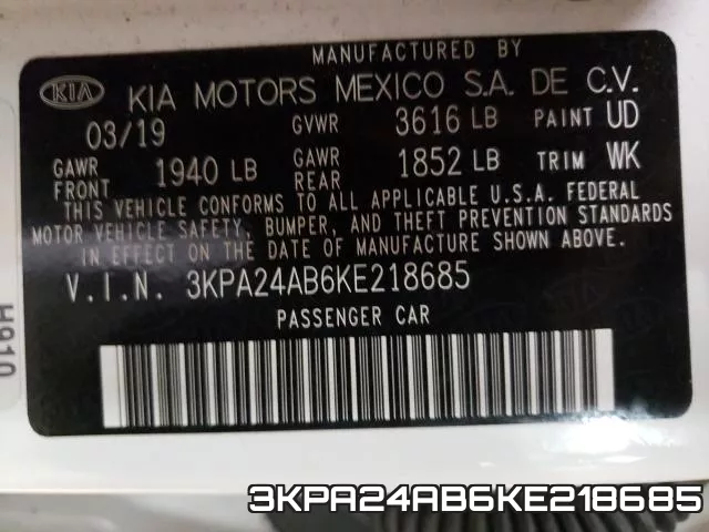 3KPA24AB6KE218685 фото 2