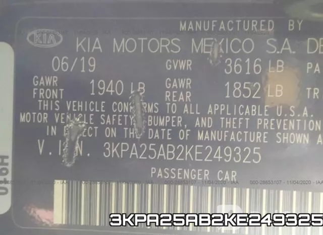 3KPA25AB2KE249325 фото 9