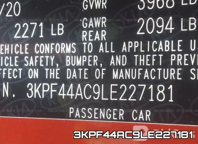 3KPF44AC9LE227181 фото 10