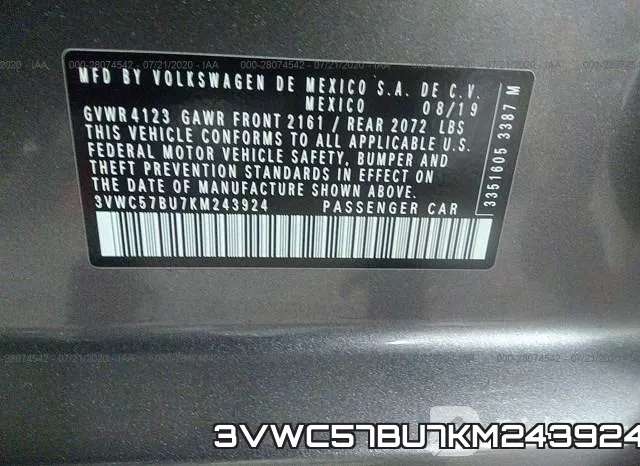 3VWC57BU7KM243924 фото 9